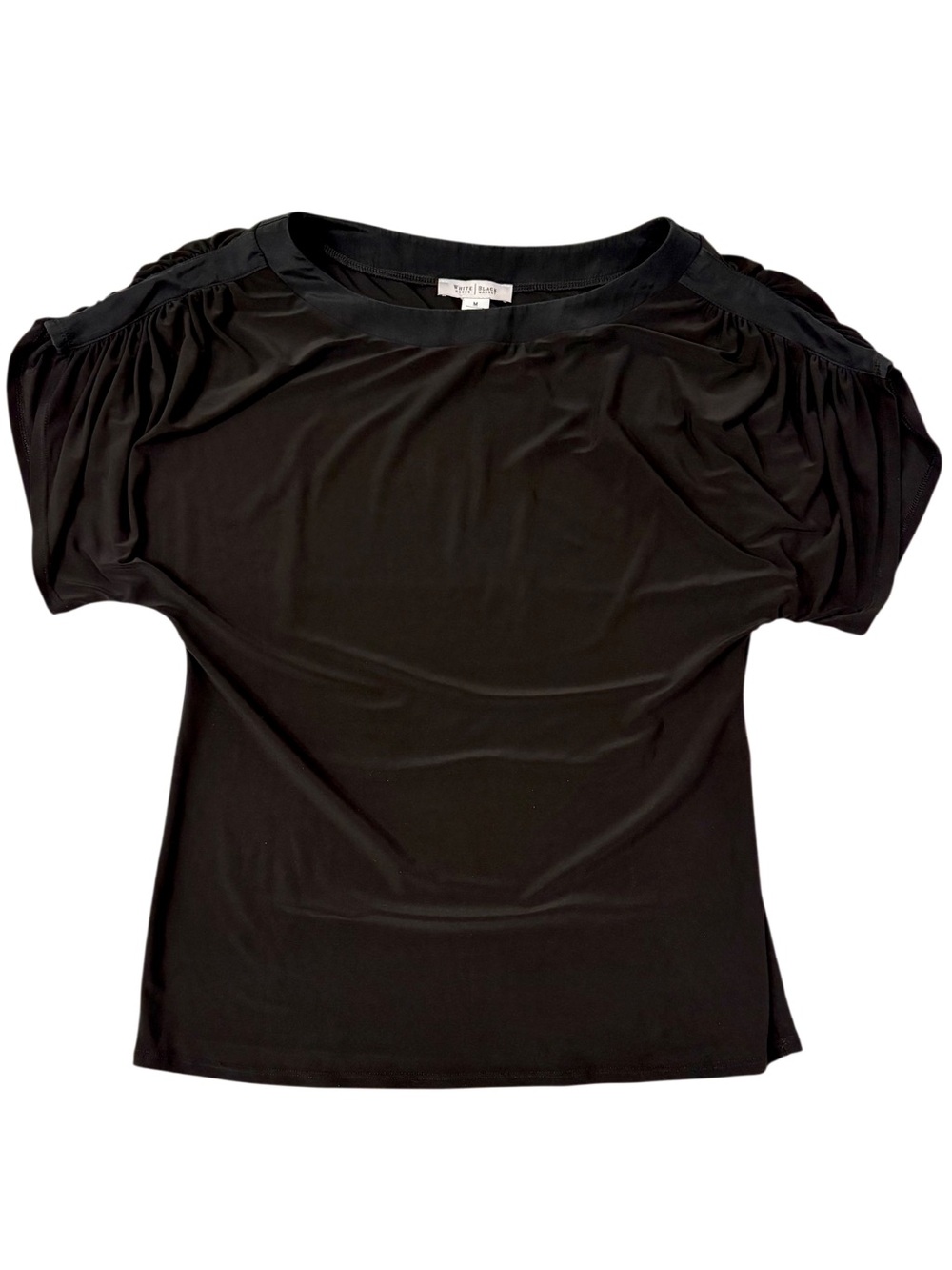 WHBM Silk Trim Blouse Dolman Sleeves Boat Neck Medium